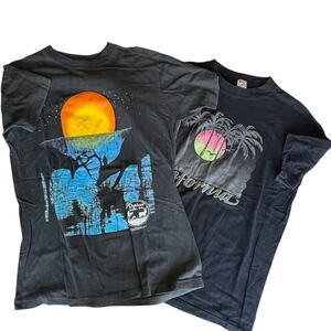 Mens T-Shirt Bundle Size Large Vintage Screen Print Palm Trees Outdoor Casual